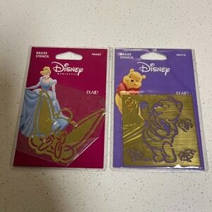 Disney Brass Stencil Set of‎ 2 Tinkerbell Winnie The Pooh Paper Embossing